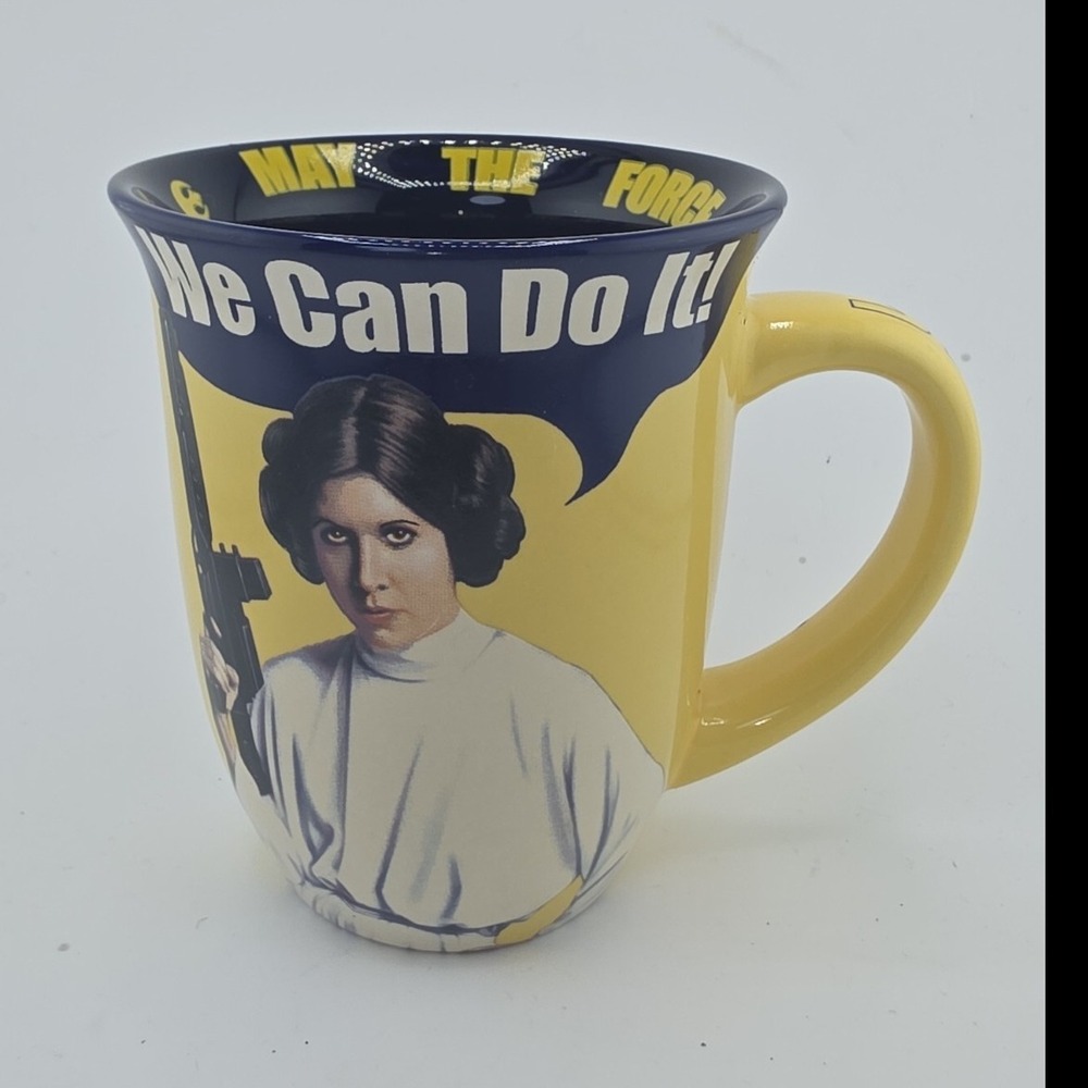 STAR WARS Princess Leia "We Can Do It!" 16oz Ceramic Coffee Mug Yellow